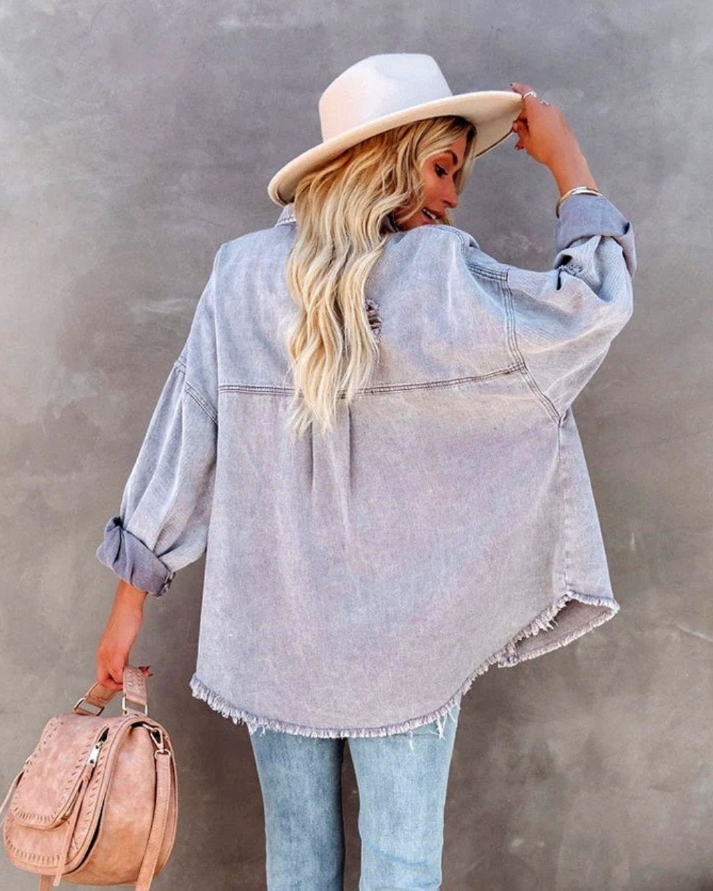 Relaxed Fit Button Down Denim Jacket