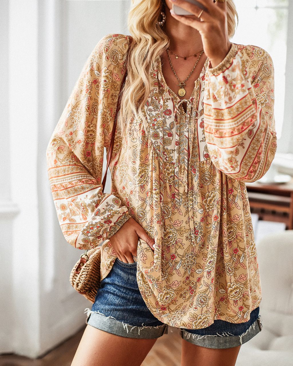 Tie Neck Floral Top